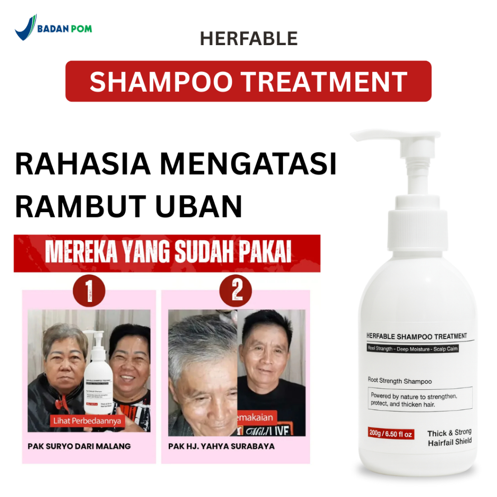 Herfable Shampoo Atasi Uban Penghitam Rambut Uban Original Shampo Anti Uban