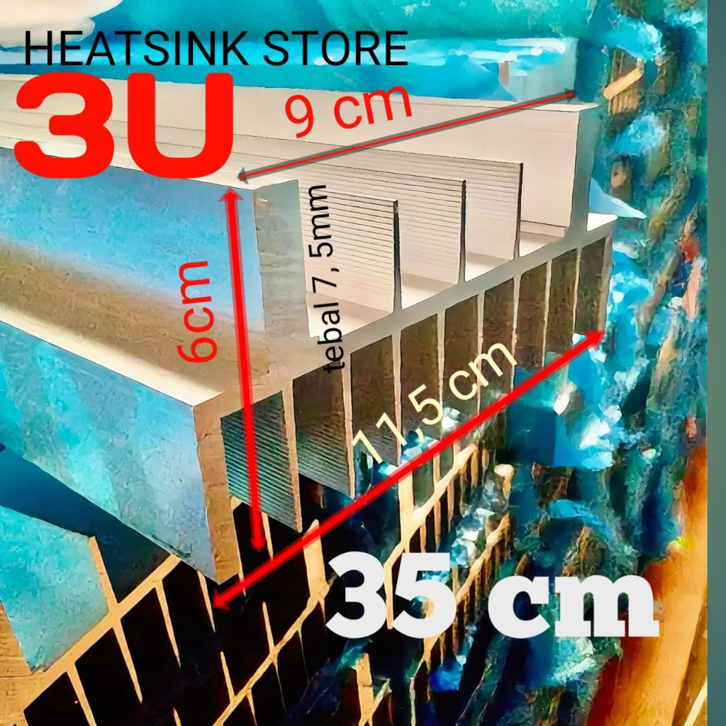 HEATSINK/PENDINGIN 3U putih dengan kualitas terbaik pnjg 35cm dengan ketebalan 7, 5 ml,bandar power
