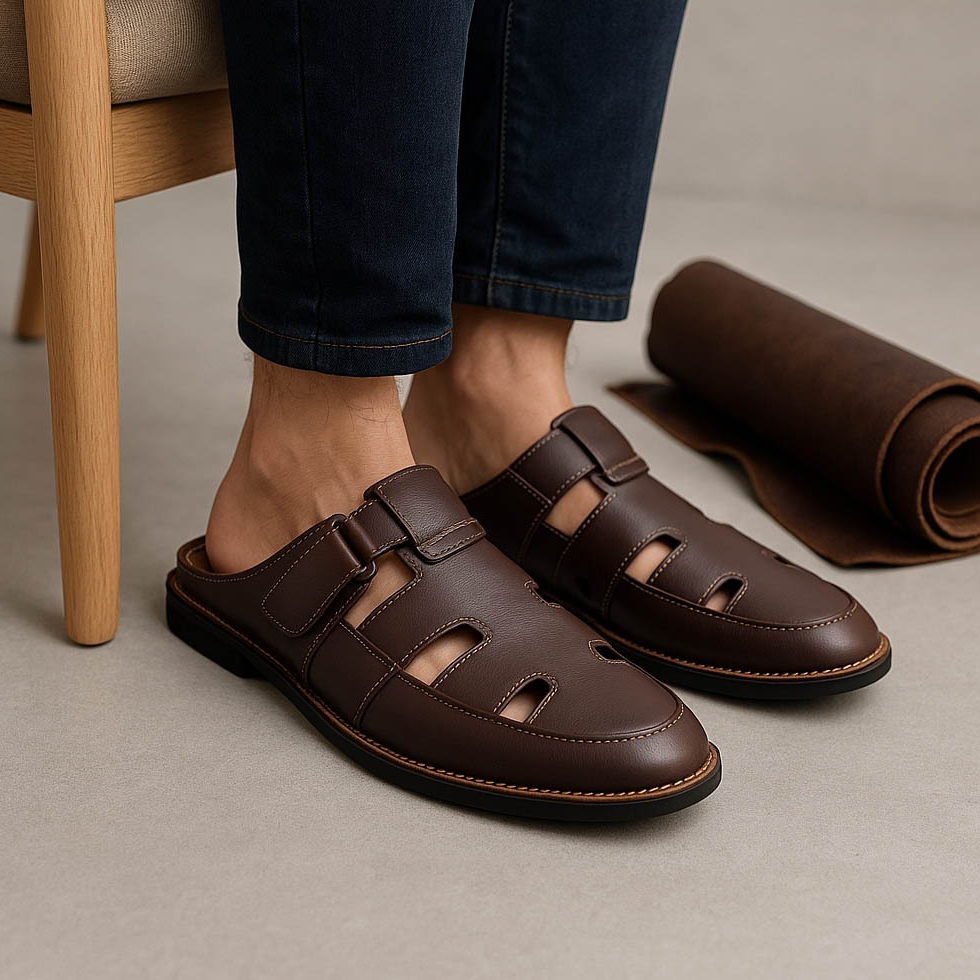 EDIC BROWN | X-17 | Sepatu Sandal Bustong Pria Ukuran Jumbo Big Size 44 45 46 47 48