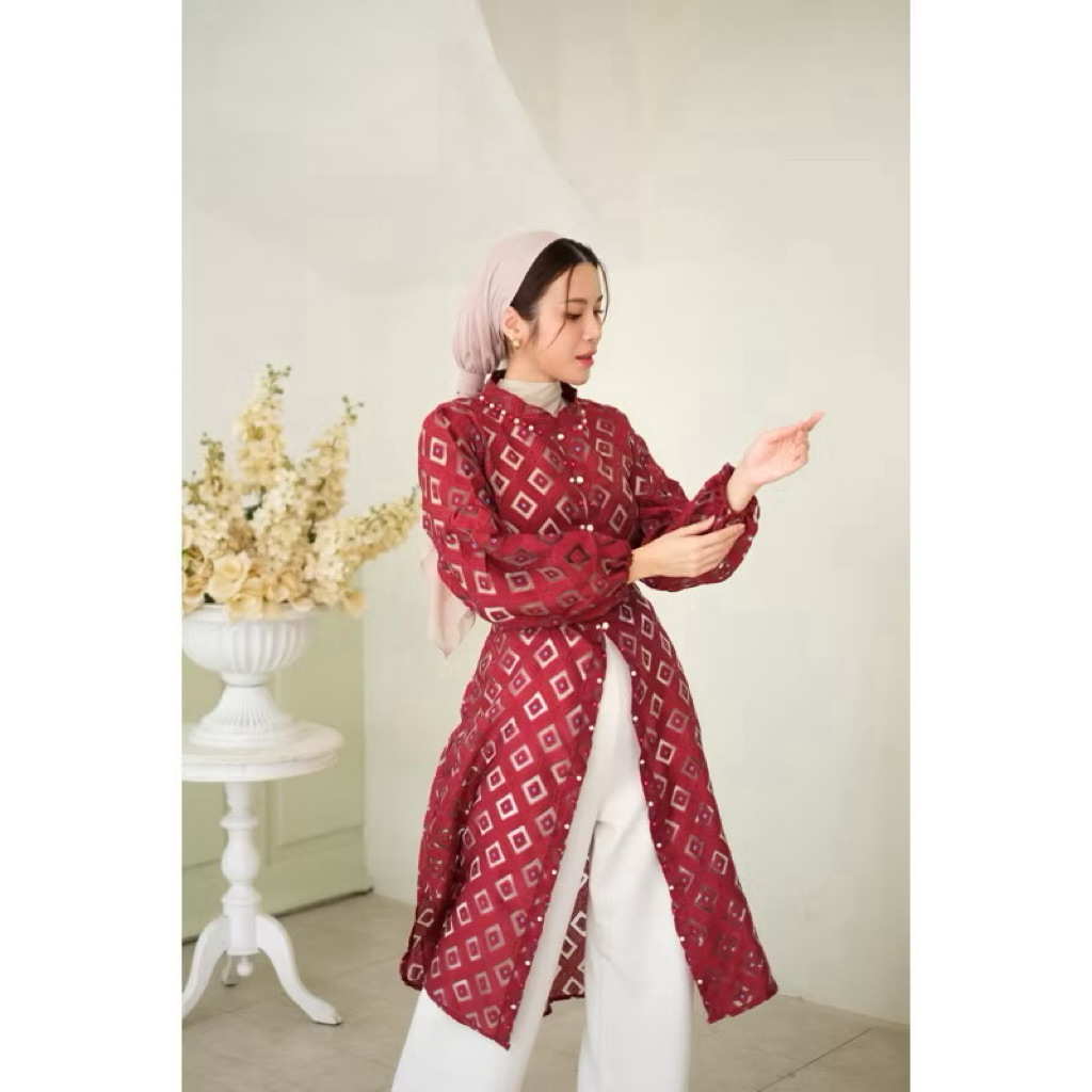 Outer Organza Brokat Brukat Lizahrani Kebaya Outer Muslim hijab