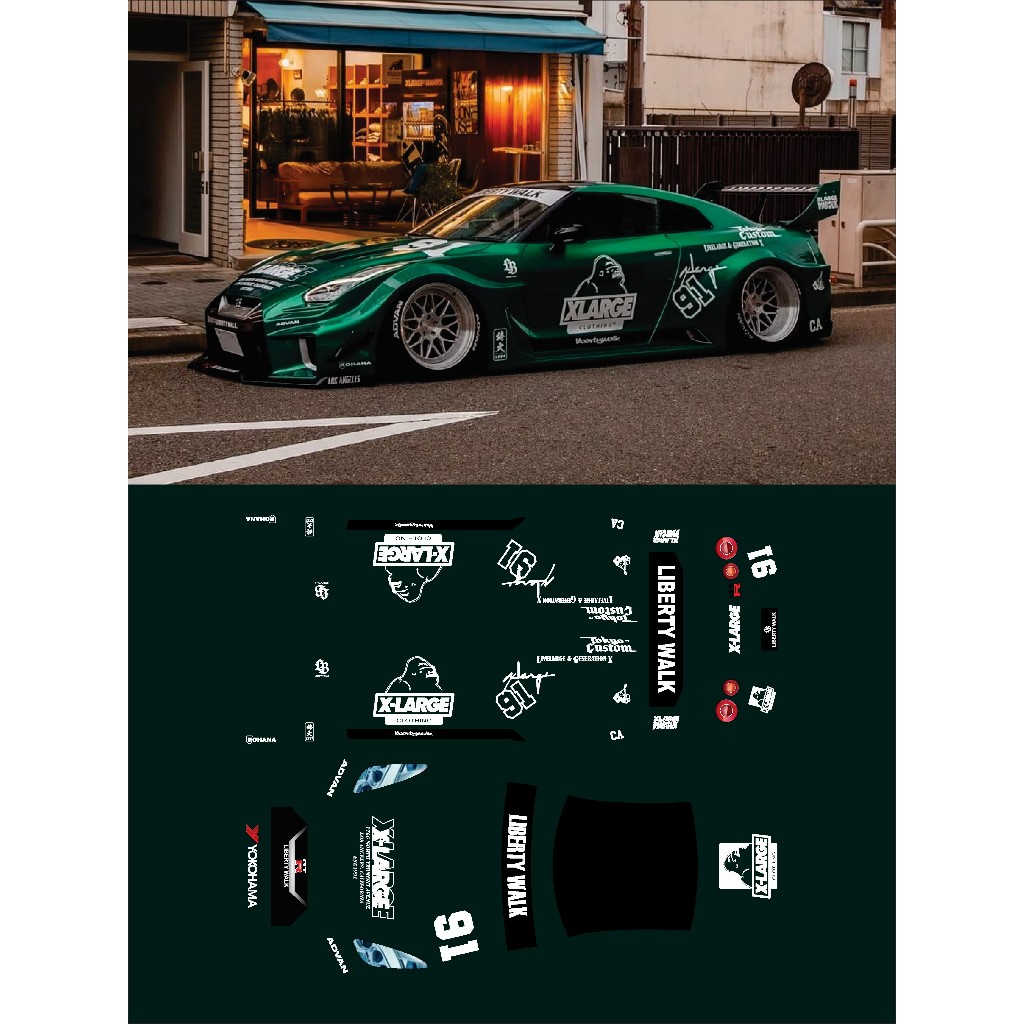 [WHITE TONER] Decal Hotwheels r35 LBWK XLARGE CLOTHING