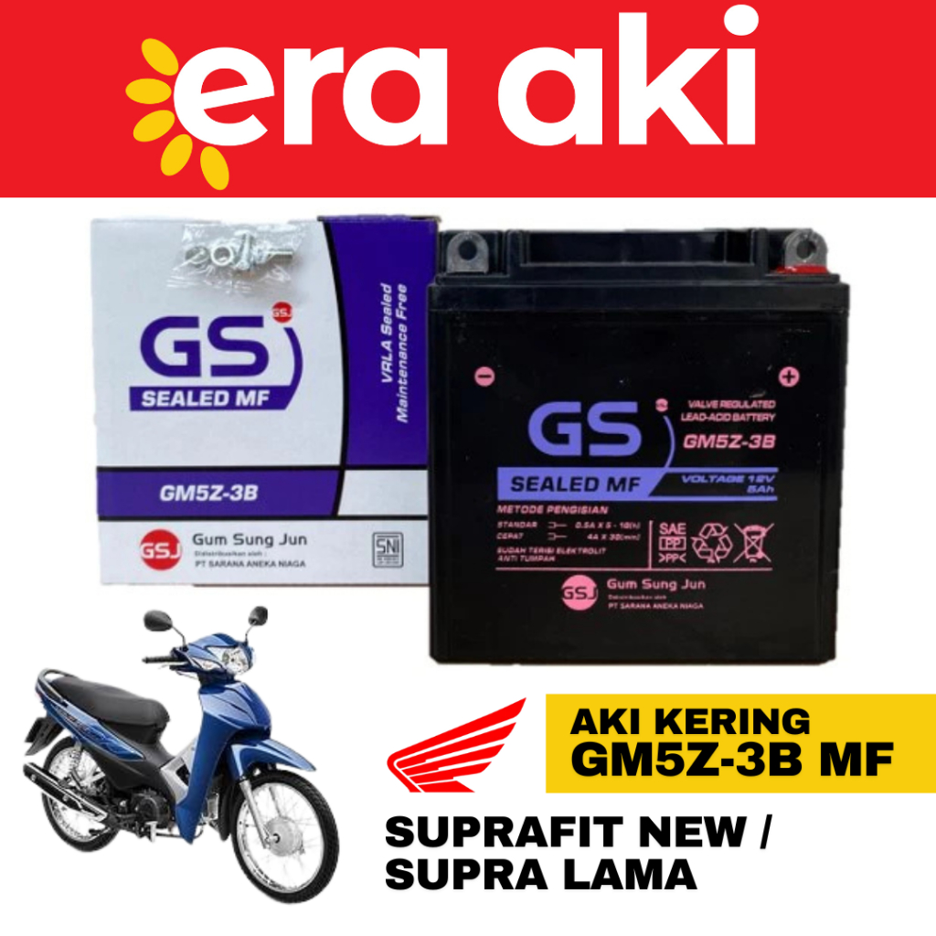 Aki Motor Honda Supra Fit New / Supra Lama GM5Z3B Aki Kering Accu Kering MF