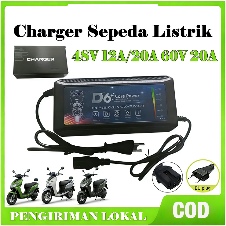 COD Charger Sepeda Listrik Uwinfly 48V 12Ah/20Ah & 60V 20Ah - Asli dan Tahan Lama,FAST CHARGING - Un