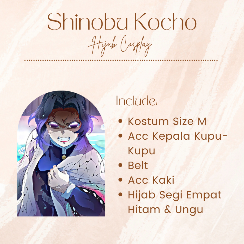 RENTAL / SEWA Kostum Costume Cosplay Shinobu Kocho Hijab - Demon Slayer (Kimetsu No Yaiba)