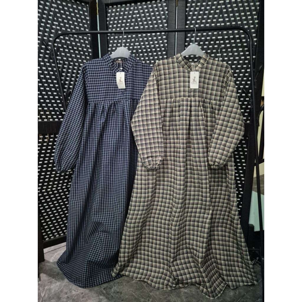 gamis kotak kotak triset by lely brand