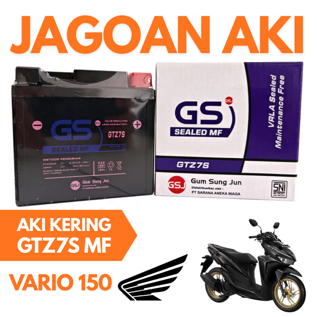 Aki Motor Honda Vario 150 GTZ7S Aki Kering Accu Kering MF