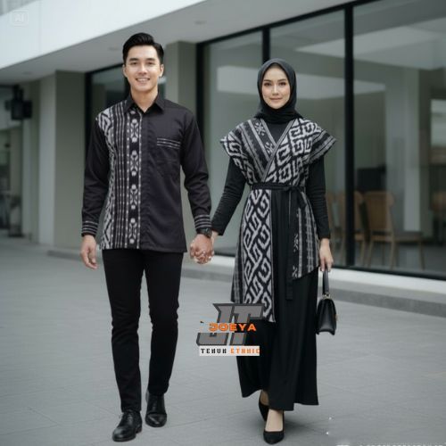 Baju Tenun Couple Ethnick Batik Pasangan Setelan lebaran Gamis Kondangan Model Terbaru