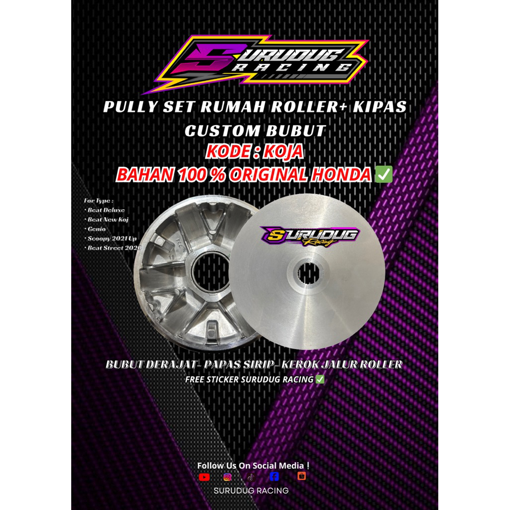 PULLEY RACING BEAT DELUXE GENIO SCOOPY NEW BEAT STREET PULLEY SET RACING RUMAH ROLLER CUSTM KIPAS RO