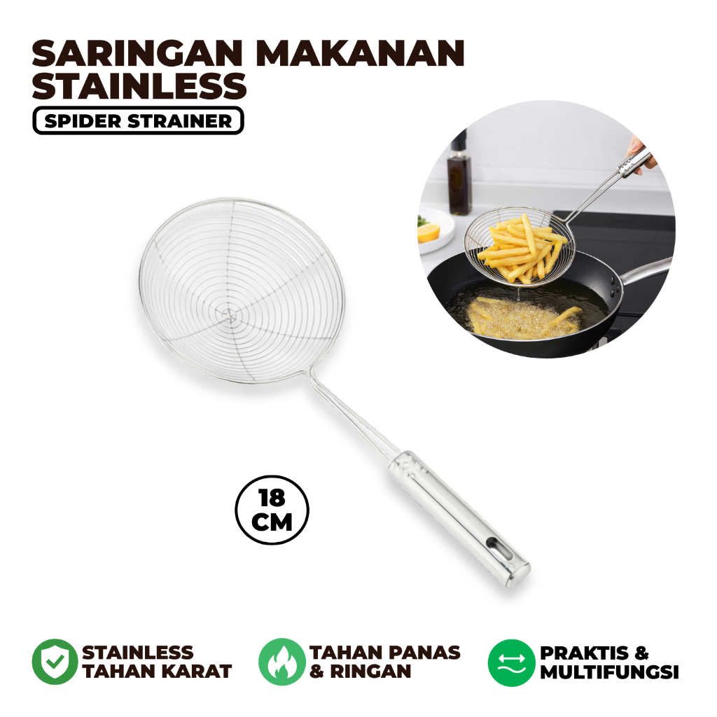 Saringan Makanan Stainless Spider Strainer 18 CM Tahan Panas