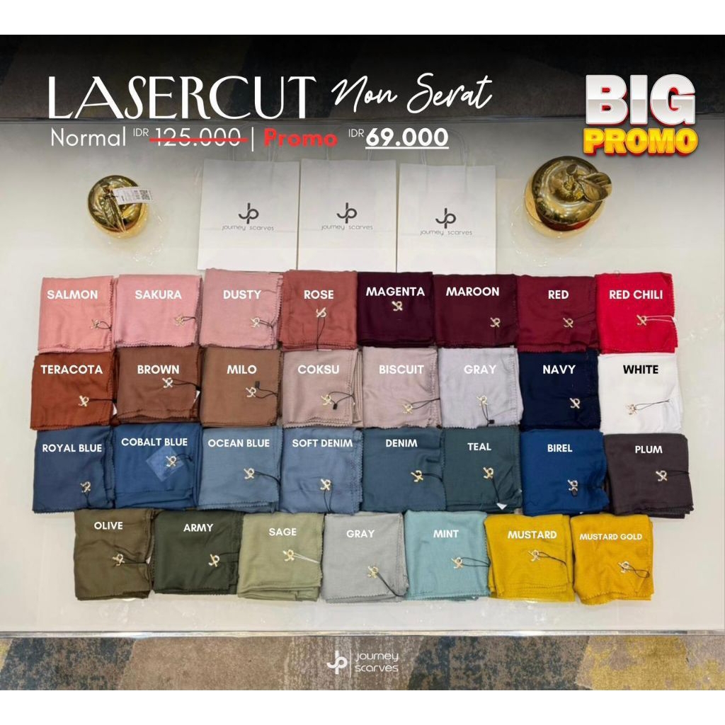 HIJAB POLOS LASERCUT NON SERAT BY JP JOURNEY