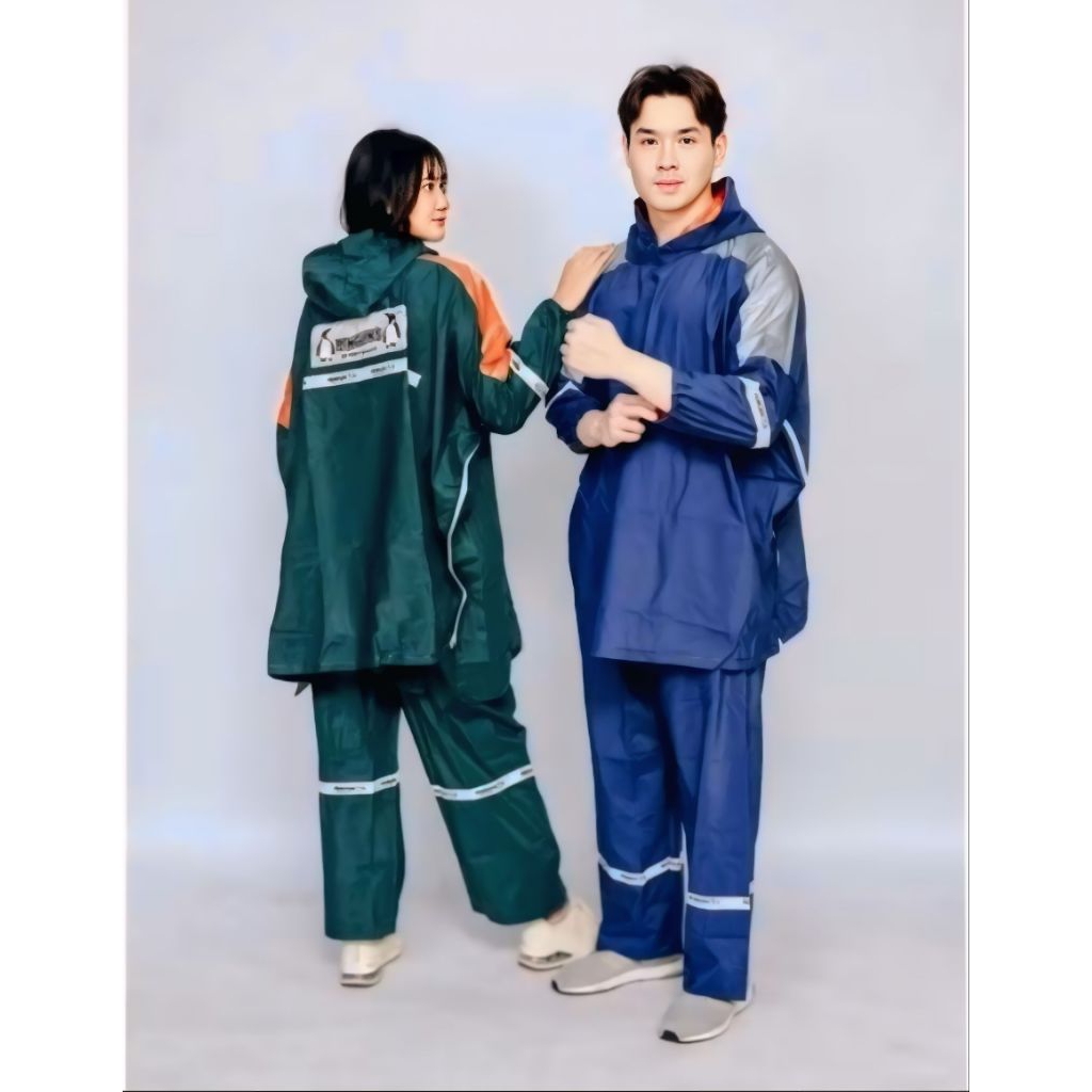 Penguin's - Jas Hujan Ponco Lengan + Celana Kombinasi Golf - Jas Hujan PVC Tebal