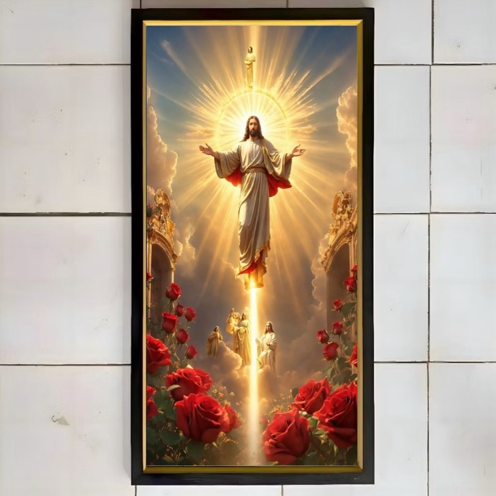 Bingkai murah hiasan dinding lukisan murah siap pasang gambar Tuhan Yesus BISA COD