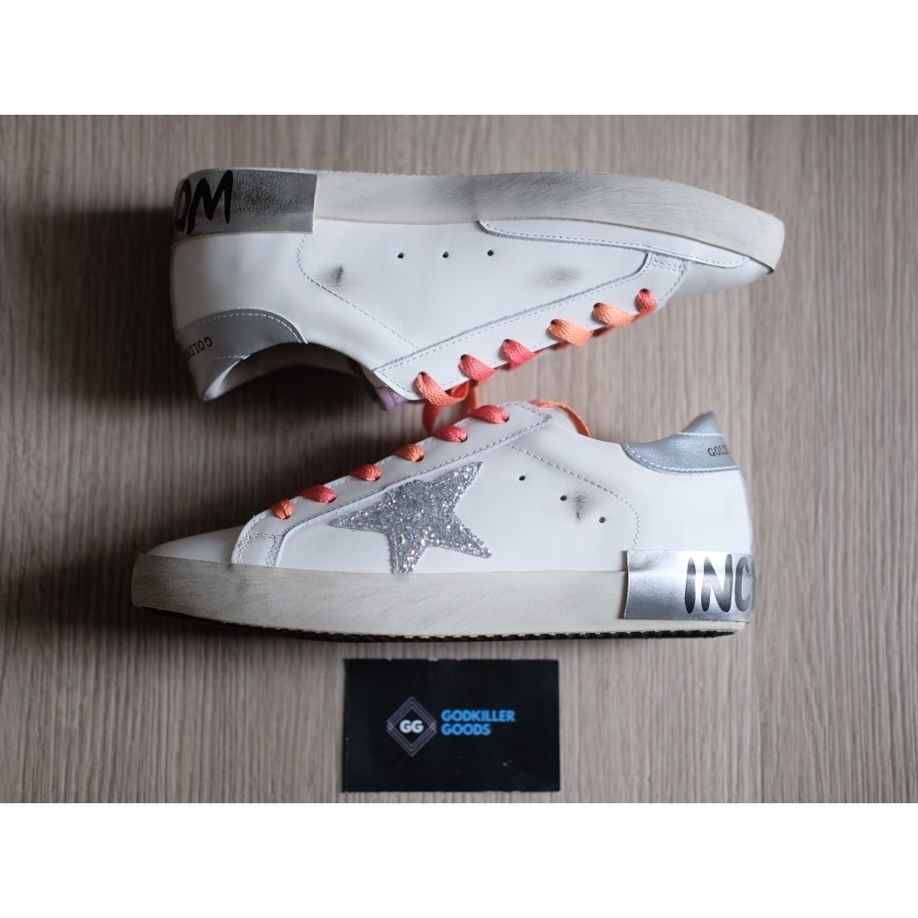 Golden Goose GGDB Venetzia Superstar LTD Women White Silver Glitter Star Authentic GK