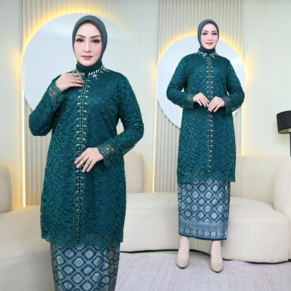 Atasan Tunik Brokat Kebaya Pesta Modren//Kebaya Tunik Brokat Payet Mutiara//Kebaya Pesta Mewah Dan E