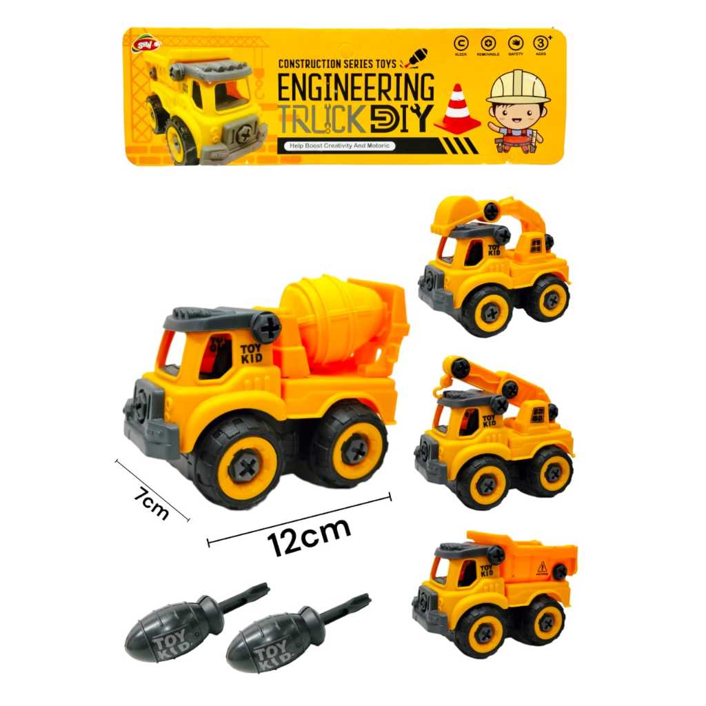 Planet Toyz - Mainan Anak Mainan Bongkar Pasang Engineering Truck DIY, Engineering Army DIY, Enginee
