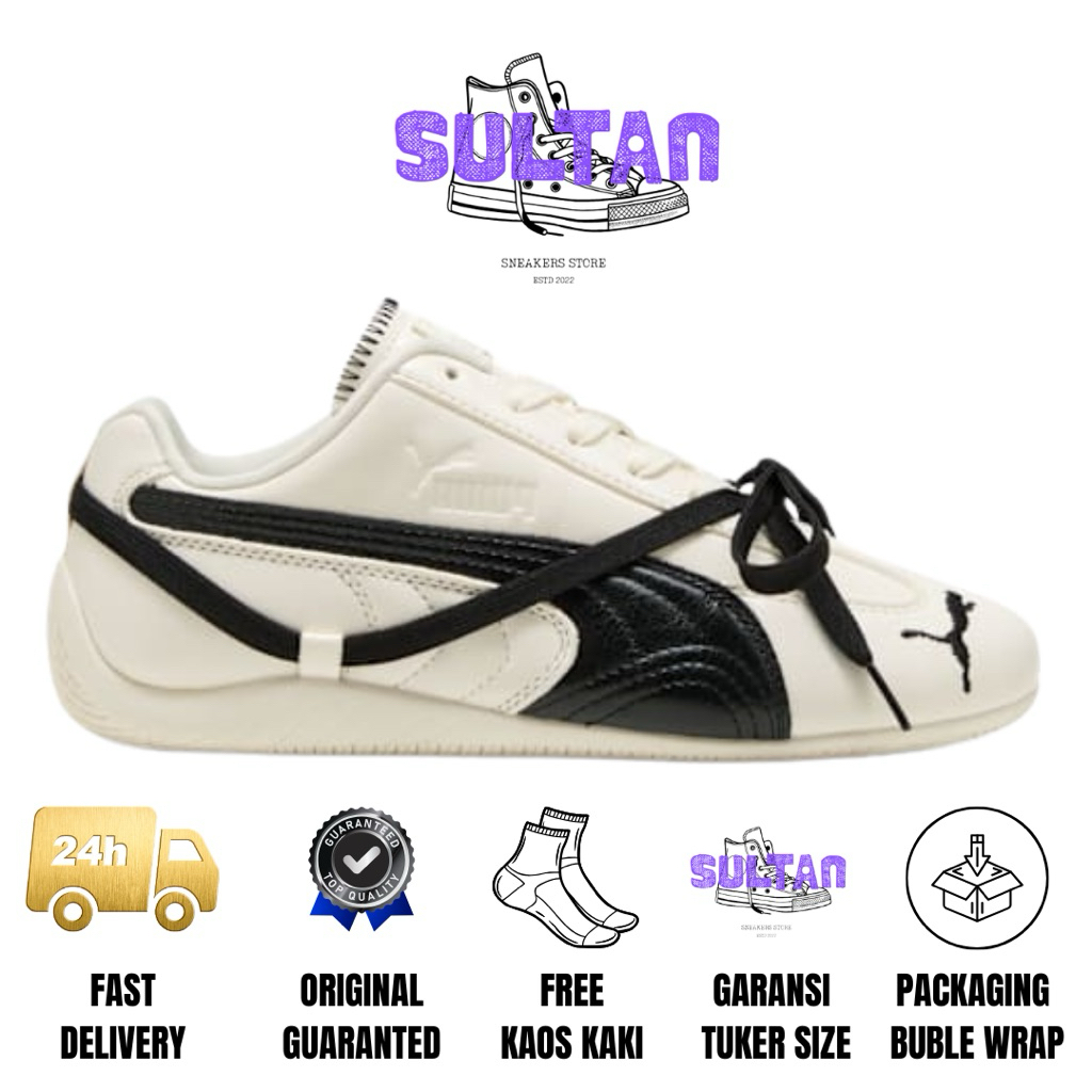 Sepatu Casual Wanita Puma X Rose Warm White Black Original