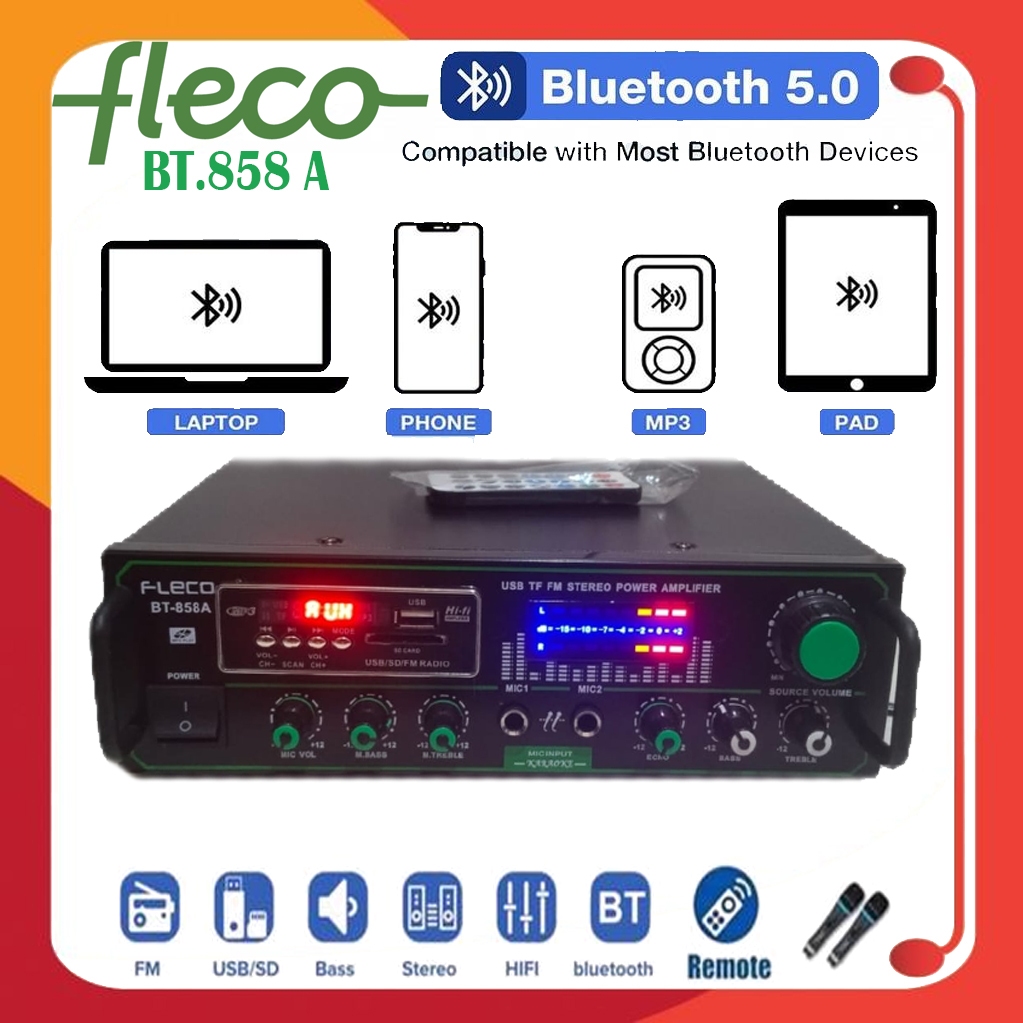 Power Amplifier Fleco Bluetooth BT-858A
