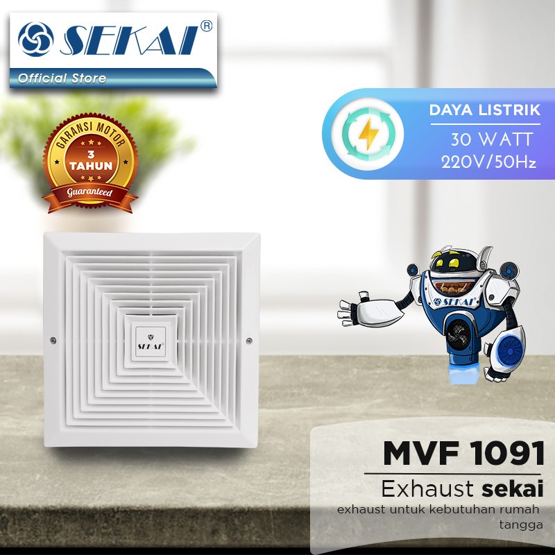 EXHAUST FAN PLAFON SEKAI/ VENTILASI UDARA SEKAI MVF 893 8INCH