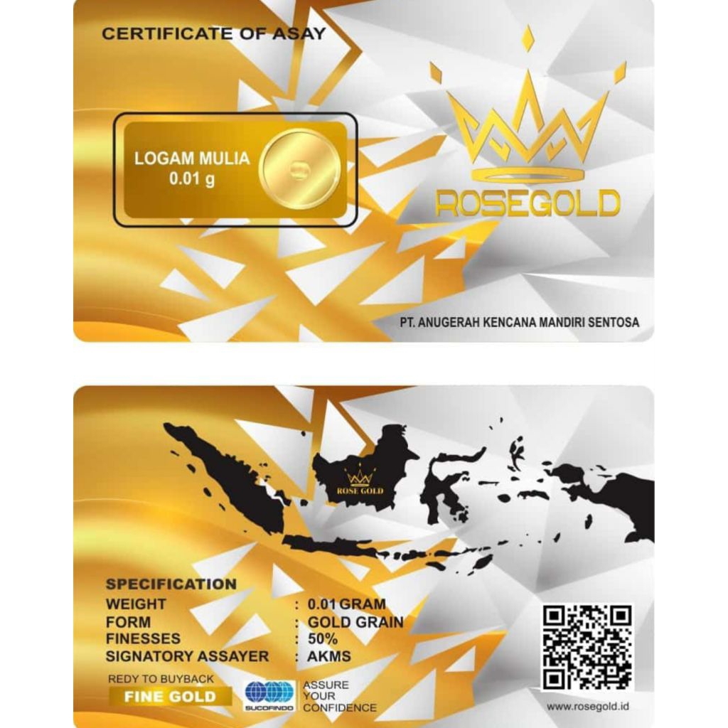 ROSE GOLD 0,01 GRAM LOGAM MULIA EMAS MURNI