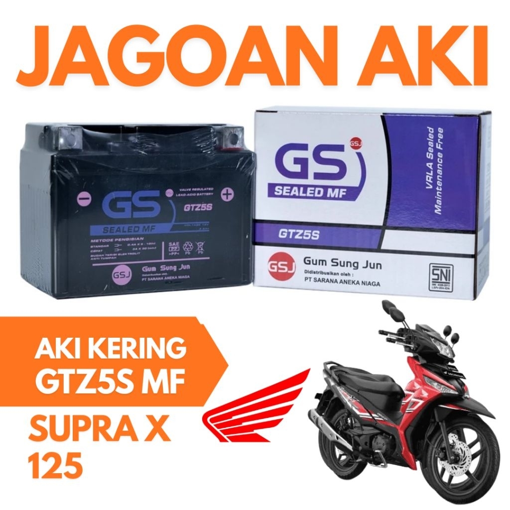 Aki Motor Honda Supra X 125 GTZ5S Aki Kering Accu Kering MF