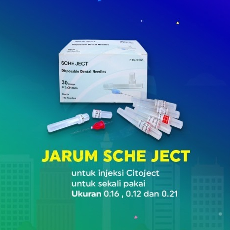 Jarum Dental SCHE JECT / SCHEJECT size 0.16, 0.12, 0.21 (Disposable Dental Needle / Jarum Citoject /