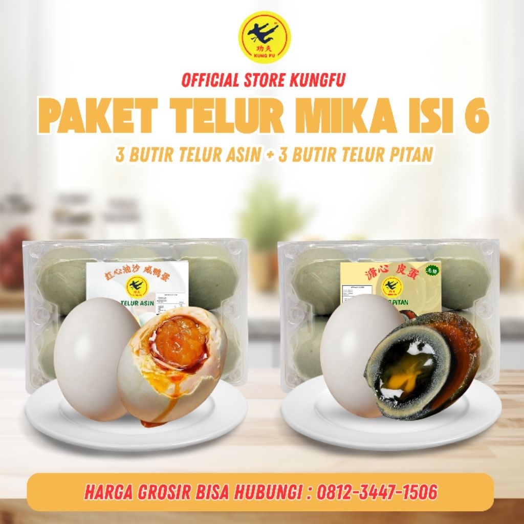 PAKET MIKA ISI 6 (3 BUTIR TELUR ASIN + 3 BUTIR TELUR PITAN)
