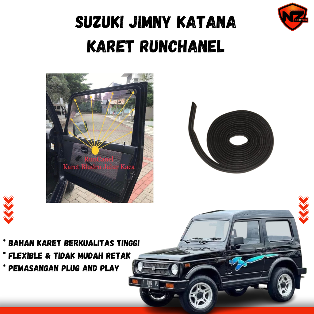 Karet Runchanel Kaca Suzuki Jimny Katana | Lis Kaca Pintu Anti Air & Angin