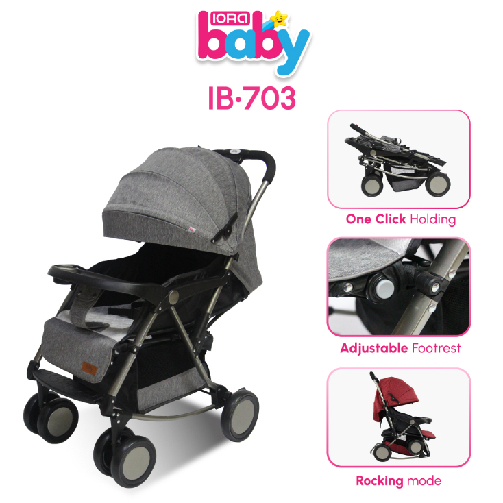 BABY STROLLER BAYI BY IORA//KERETA SORONG BAYI BISA DUDUK,SANDARAN DAN REBAHAN//PMB IORA IB-703