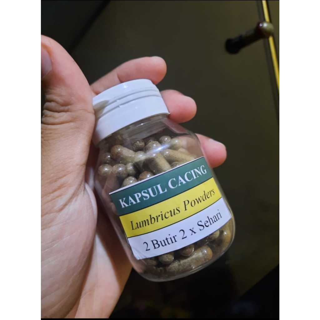 KAPSUL CACING OBAT TIPES 1 BOTOL ISI 100, KAPSUL CACING OBAT DEMAM, OBAT TIPES HERBAL.