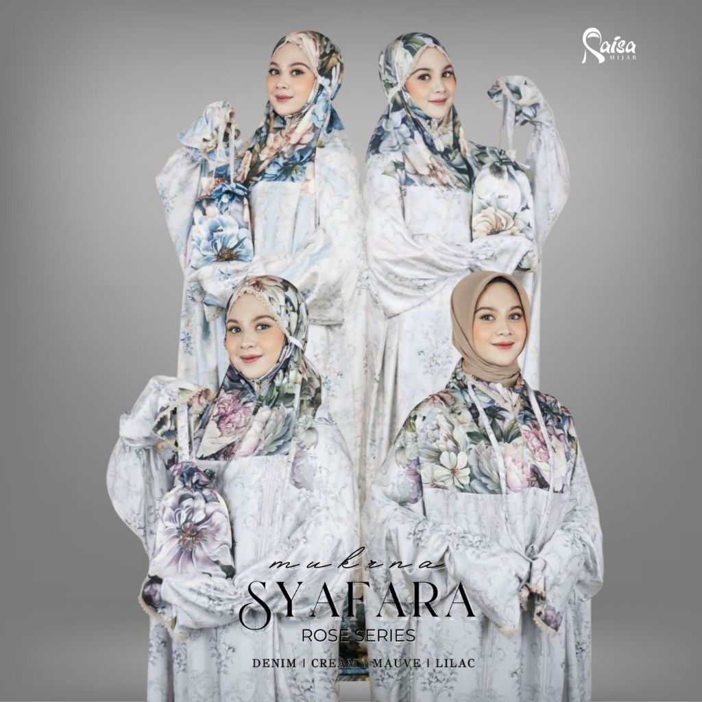 SYAFARA MUKENA TERUSAN SILK MOTIF/MUKENA LONG SILK SUTERA PREMIUM ORIGINAL RAISA HIJAB