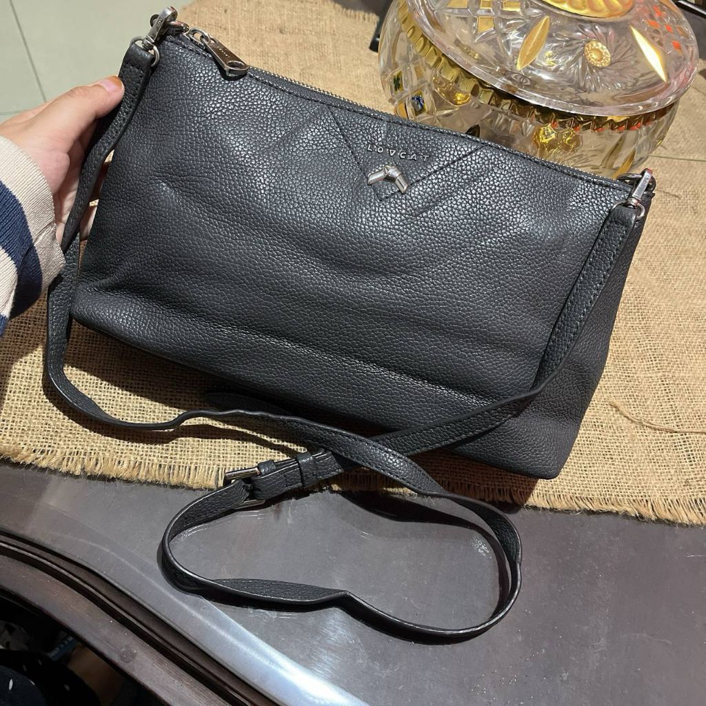 Slingbag Lovct Kulit Asli warna Smokegrey | Tas Pesta Preloved Bekas Pribadi Second Like new