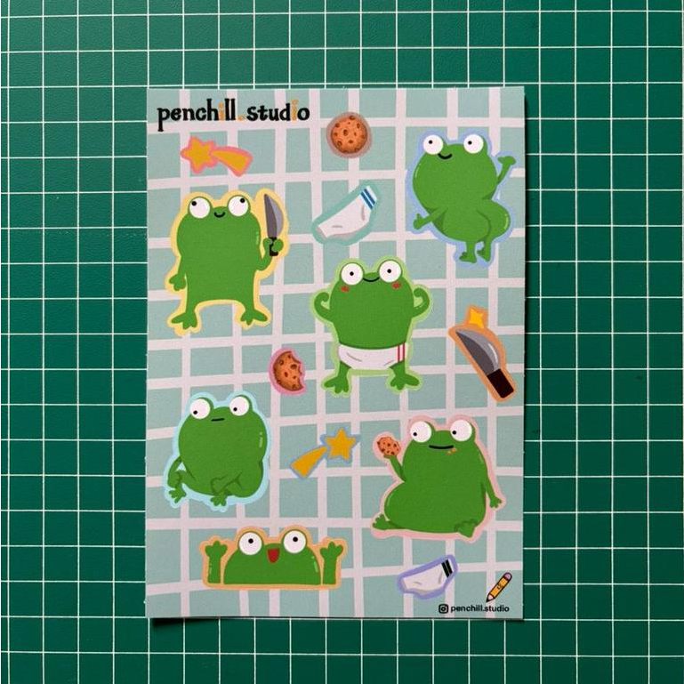 Penchill Original - Froggie A6 Stiker Pack Vinyl (waterproof) for HP/iPad-Tab/Notebook/Bottle Tumble