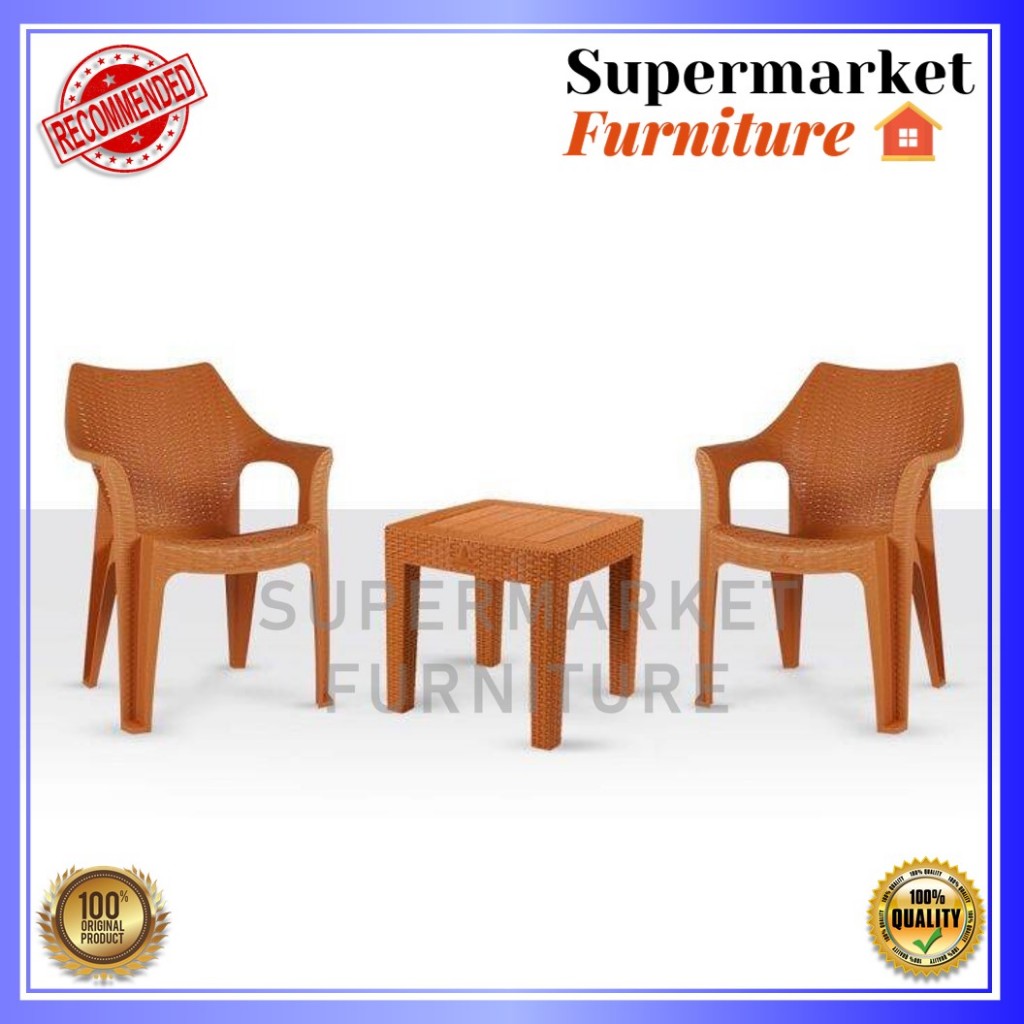 KURSI PLASTIK SET OLYMPLAST OL 508 MEJA OCT PENDEK SET KURSI 2KURSI +1MEJA MEJA KURSI OLYMPLAST