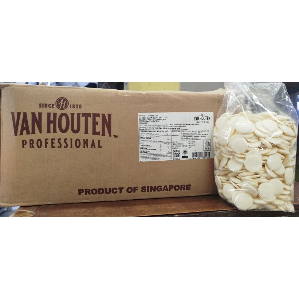 Van Houten Professional Coin White Chocolate Compound Repack / Coklat Compound Putih Koin
