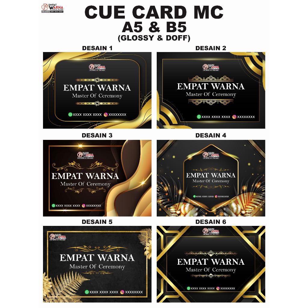 Cue card MC CueCard MC waterproof Qcard MC hardcover Glossy Doff