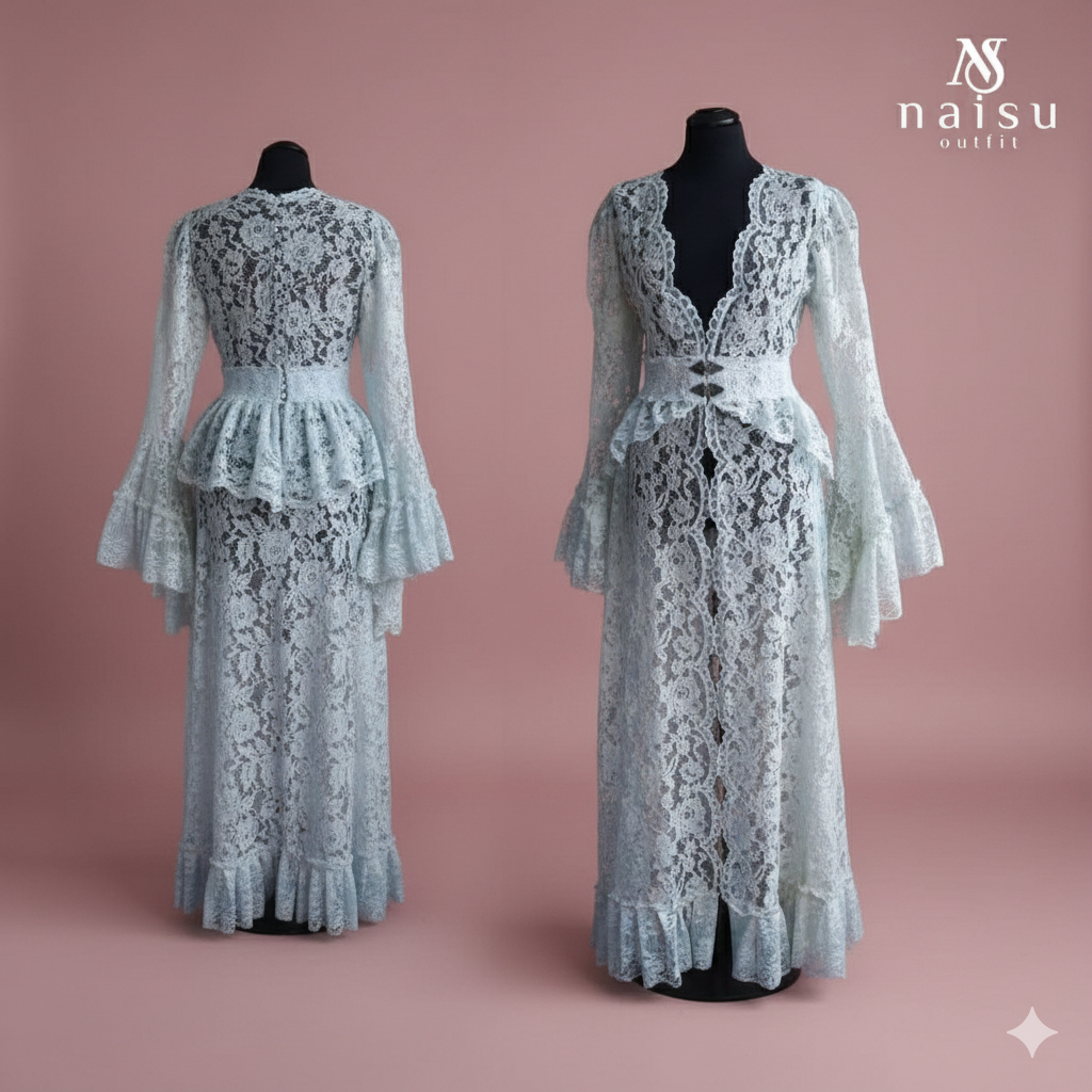 Outer panjang  brukat  gothic Dress wanita lace -NS283