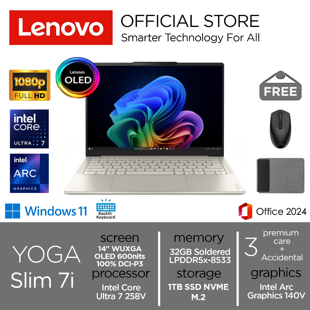 Lenovo Yoga Slim 7i Ultra 7 258V 1TB SSD 32GB WUXGA OLED 100%sRGB Win11+OHS