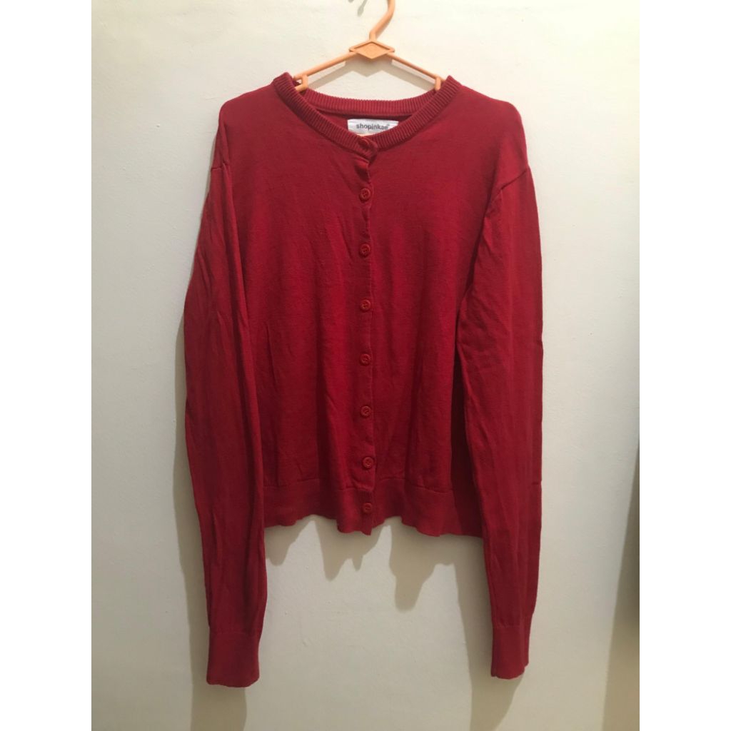 Preloved Basic Knit Cardigan ShOpInkaE Red Chili