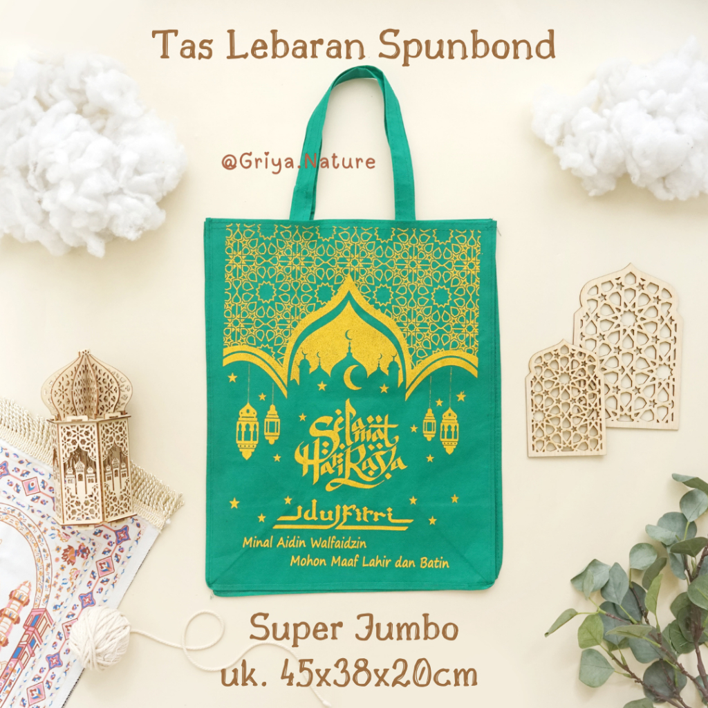 Tas Lebaran Super Jumbo 45x38x20cm Spunbond Tebal | Tas Parcel Idul Fitri | Tas Hampers Lebaran Besa