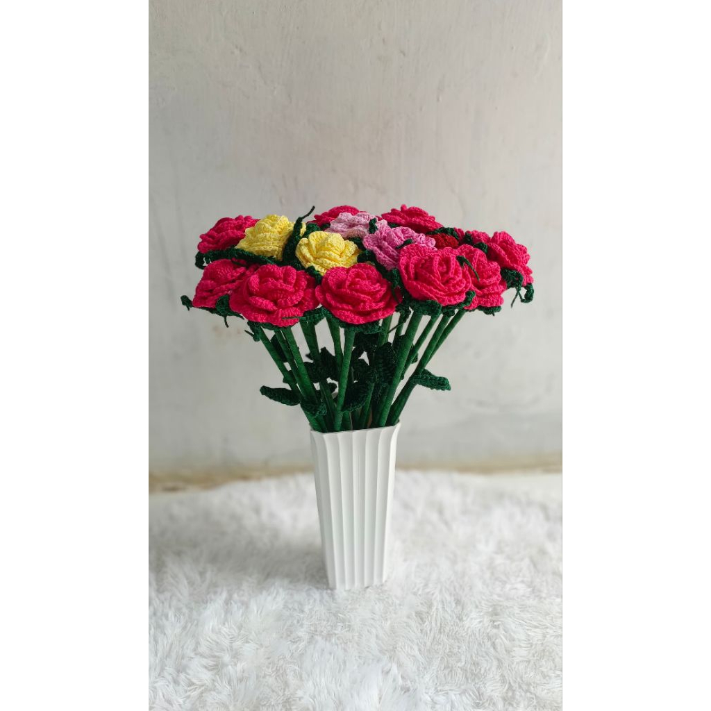 Bunga Rajut/bunga hias rajut/10pcs