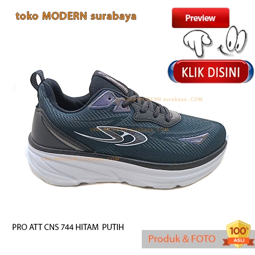 Sepatu sekolah unisex casual sneakers tali PRO ATT CNS 744 HITAM / PUTIH