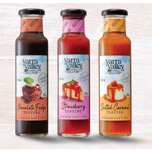 Yarra Valley Hilltop Topping Sauce Filling 250ml | Chocolate Fudge Strawberry Salted Caramel | Impor