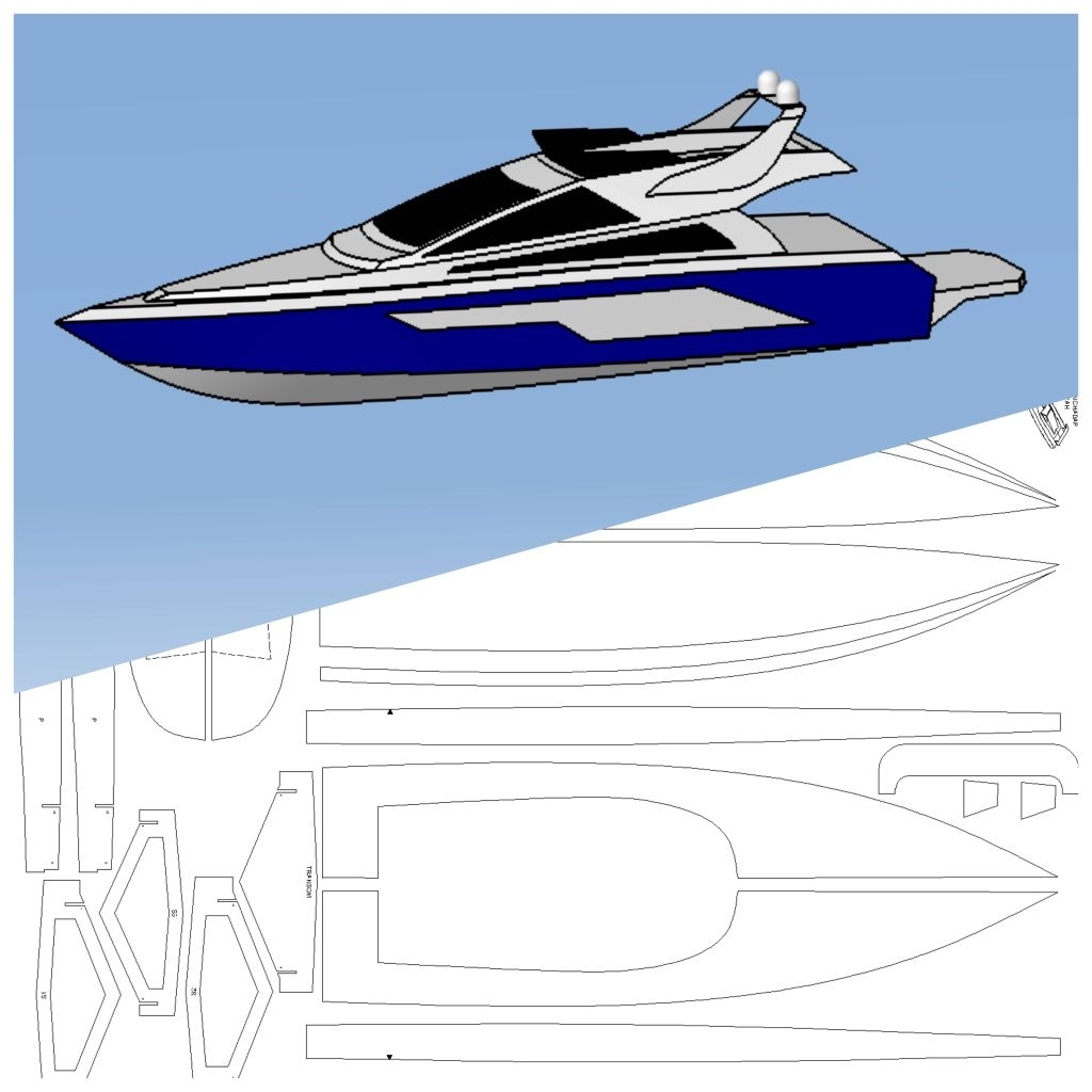 Rc Boat Plan Blueprint Kertas - Kapal Yatch American Express - Hardcopy Kertas HVS A0 A1 A2 A3
