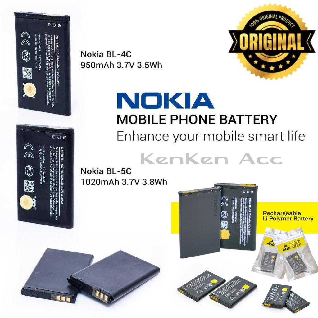 Baterai Nokia 105 106 107 150 215 216 220 222 1200 1110 1650 2330 5130 2730 DS BL5C Ori Oem