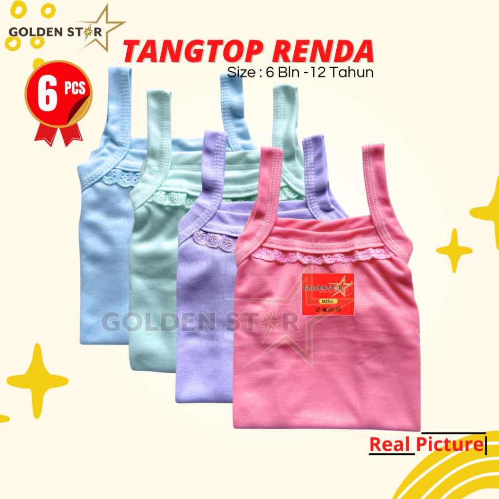 3pcs singlet anak perempuan/singlet anak cewe warna renda/singlet anak perempuan grosir
