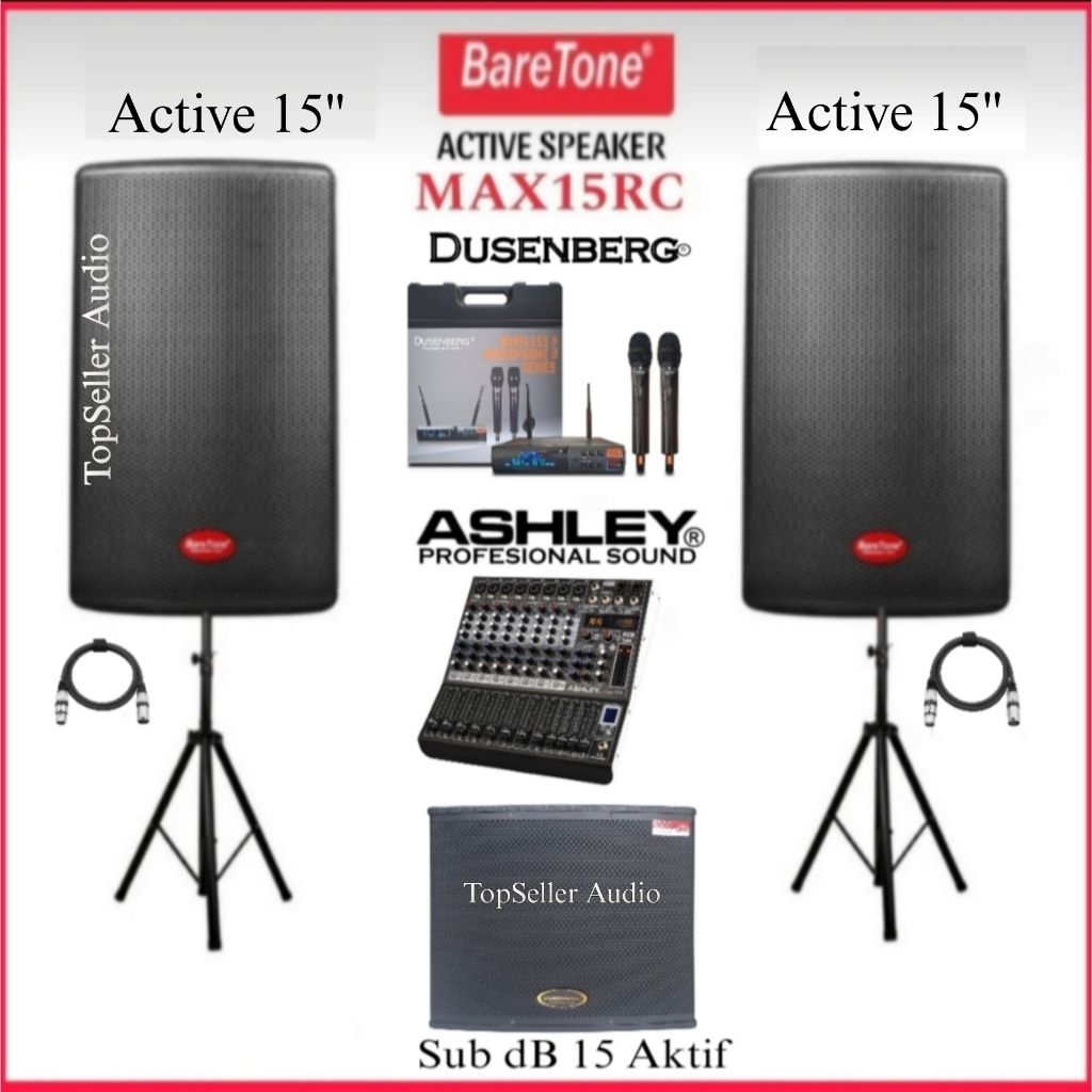 Promo Paket Outdoor Sound System Speaker Aktif 15 Inch BareTone Max15Rc Original Subwoofer 15 Inch A