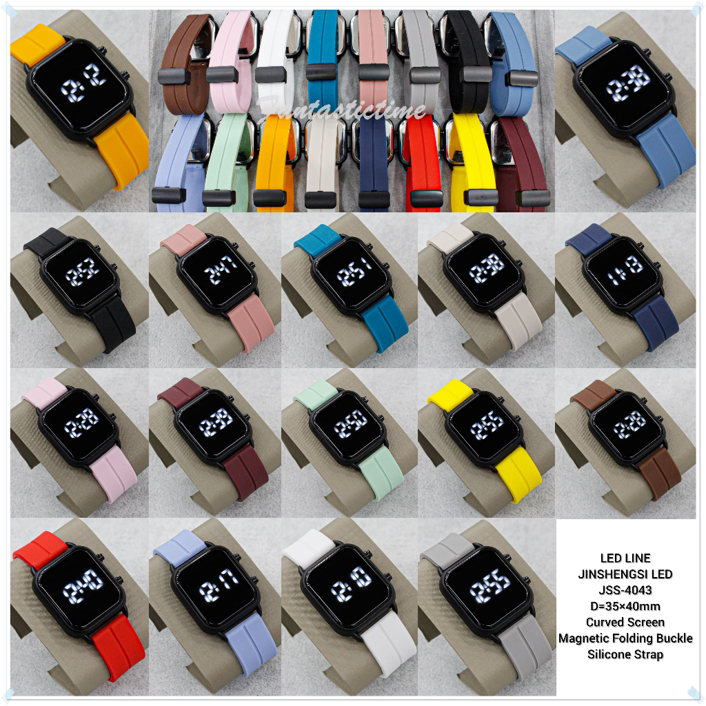 Jam Tangan LED Watch JSS4043 Digital Pria Wanita Cowok Cewek Unisex Strap Silicone Magnetic Folding 