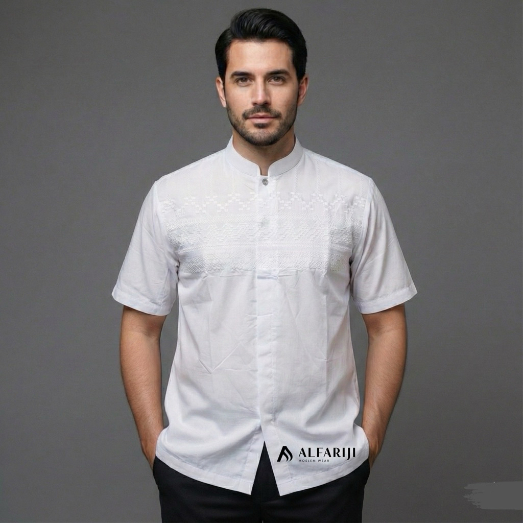 Baju Koko bordir / baju Koko putih lengan pendek / Koko dewasa / Koko putih / baju Koko / Koko Tasik