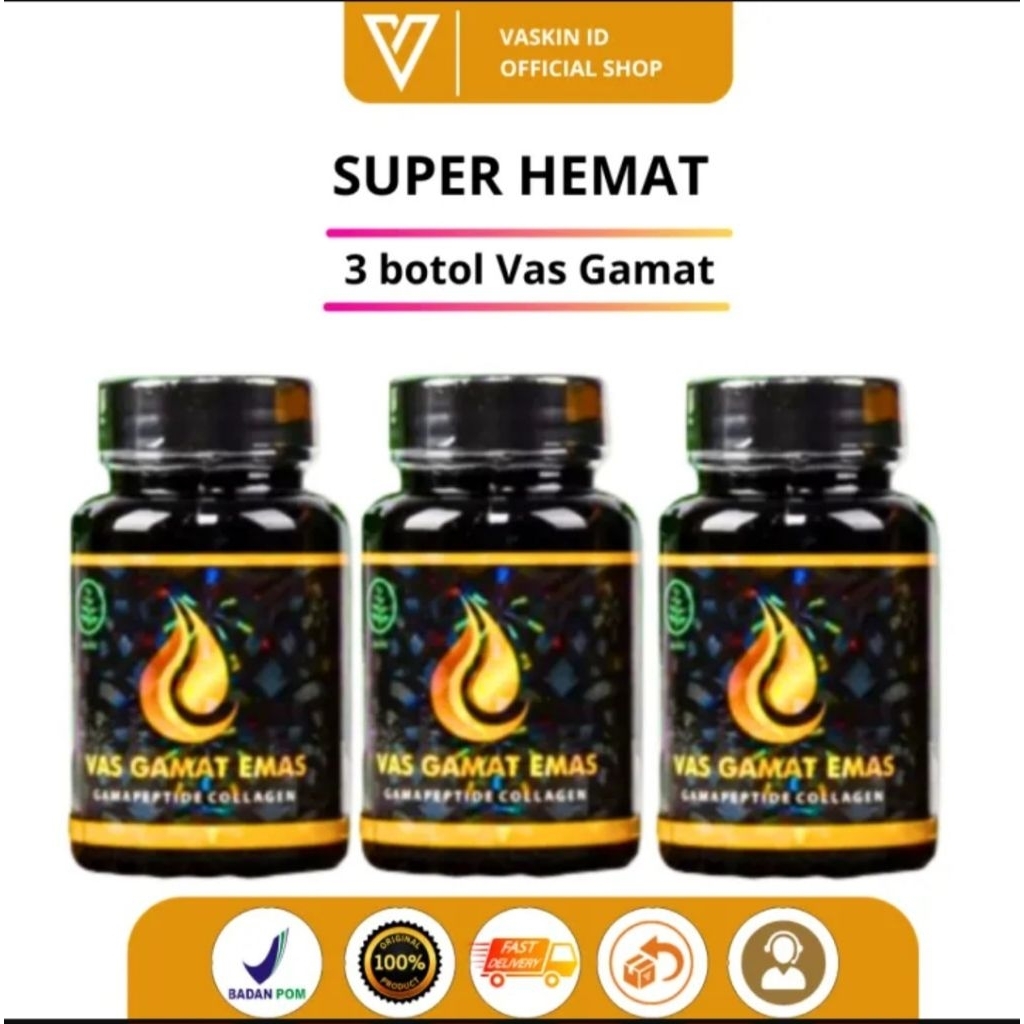 Vas Gamat Collagen Pemutih Kulit Wajah Tubuh Promo 3 Botol