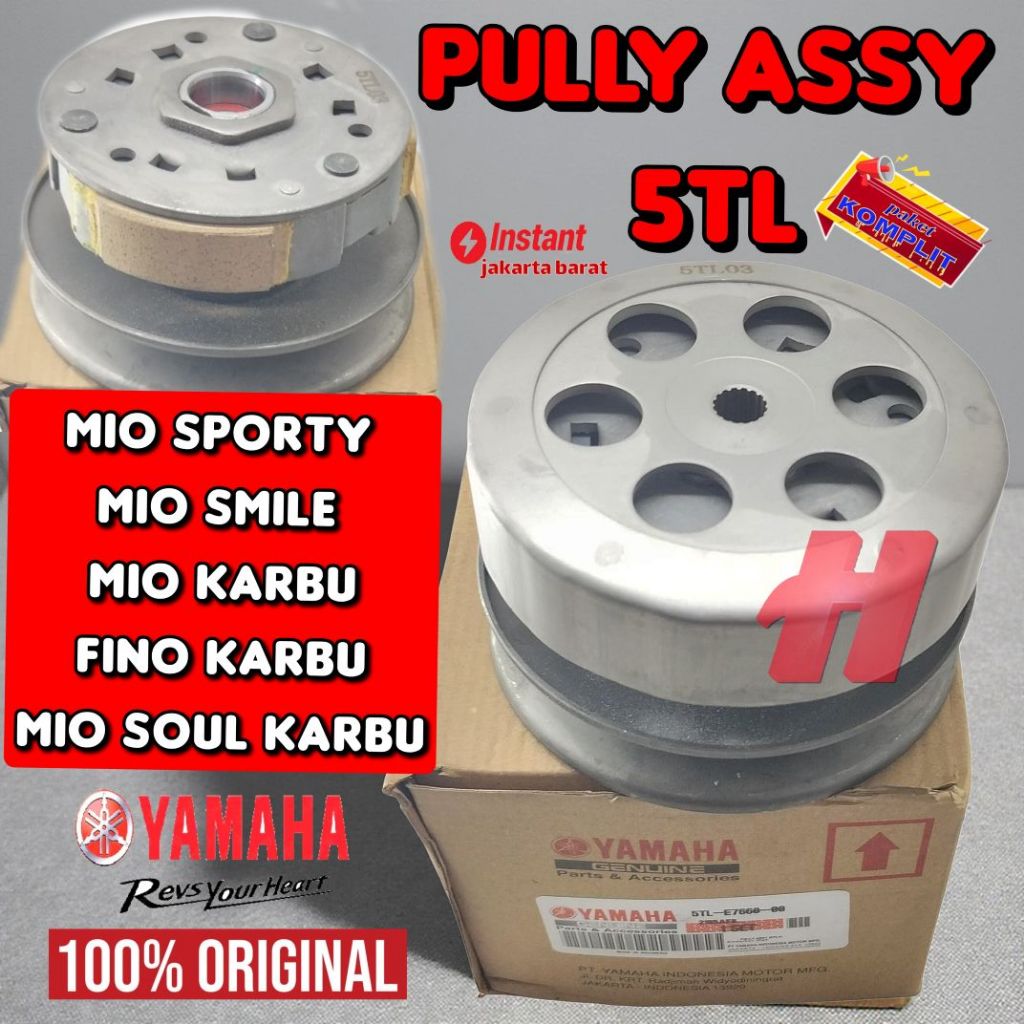 pully pulley assy KODE 5TL komplet yamaha kualitas asli original yamaha mio karbu mio smile mio lama